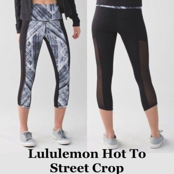 Lululemon Black & White Hot to Street Crop Leggings 6 Small - Picture 1 of 12
